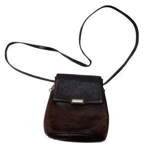 Libaire Brown Leather Mini Crossbody Bag Vintage Silver Hardware Pockets Flap